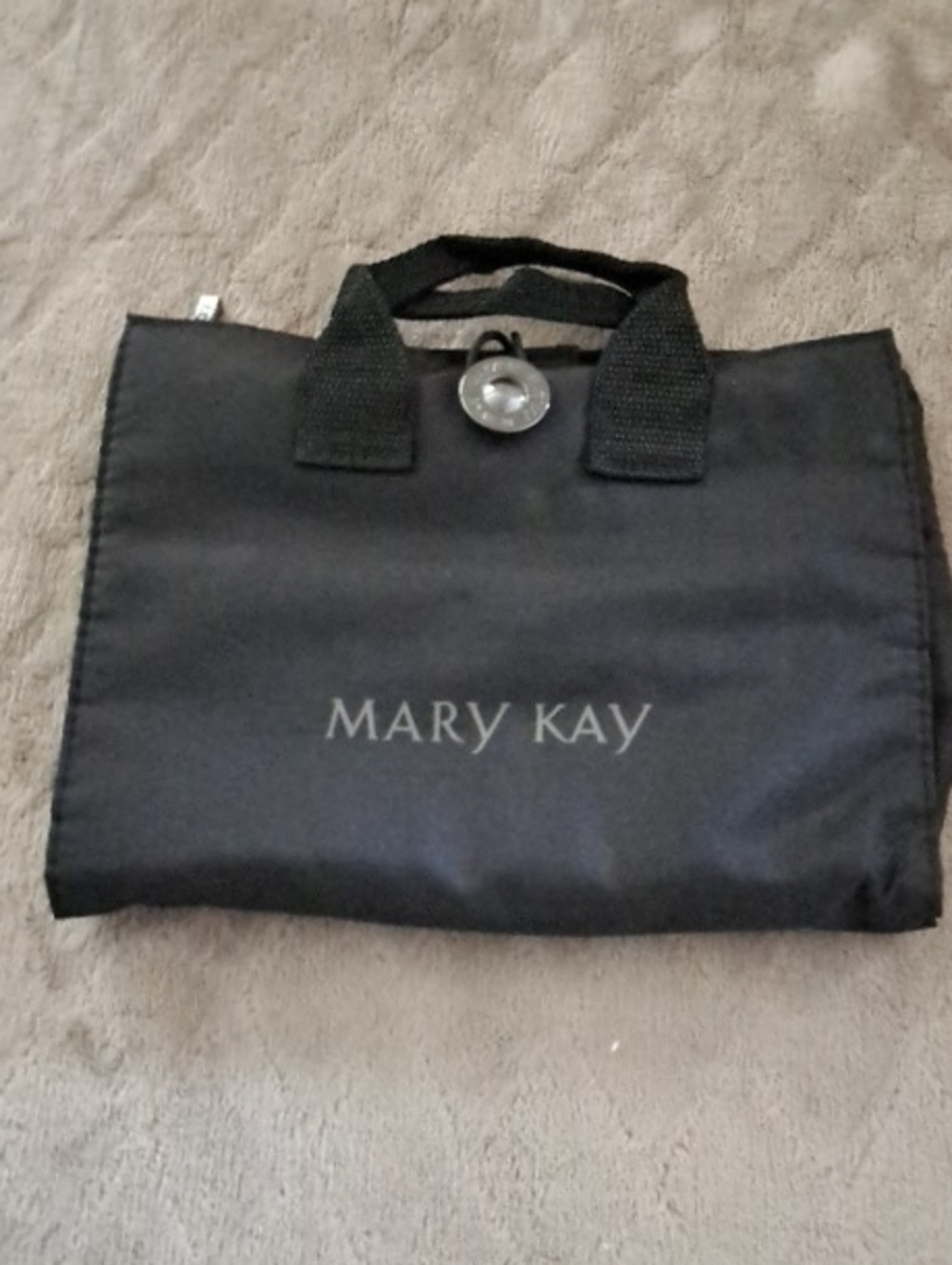 Mary Kay Black Nylon Cosmetic Tote with Button Closure